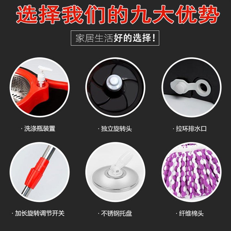 旋转拖把拖地神i器家用旋转式双驱动手压免手洗自动甩水墩布拖布,家庭/个人清洁工具,旋转拖把,淘宝优惠券,粉丝福利购,淘宝优惠卷