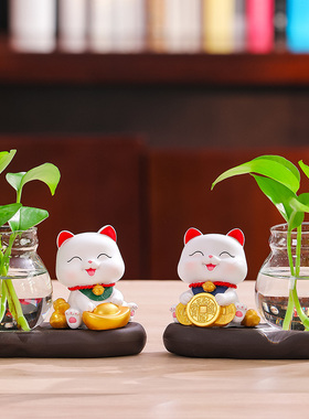 招财猫摆件创意水培店铺开业送礼高级感大号客厅家居红酒柜小摆设