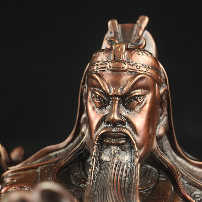 纯黄铜看书关公摆件关公夜读春秋仿古武财神读书关公佛像摆设