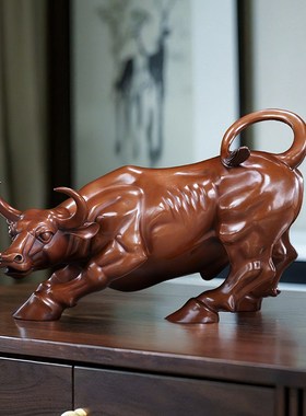 紫铜牛摆件华尔街牛摆件家居客厅办公室装饰品摆设开业礼品摆件