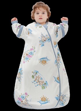 婴儿睡袋双层纯棉包脚式新生儿一体宝宝防踢被神器春秋四季通用款