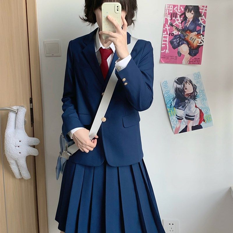 【深湖蓝】校供感西服JK制服DK西裤百褶裙外套套装樱花家族男女