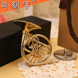 圆号模型摆件乐器模型管乐迷你法国号纯铜圆号胸针圆号车摆饰客厅