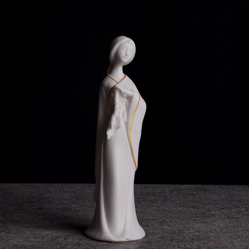 德化白瓷工艺品中式禅意古典美仕女陶瓷人物摆件家居客柜装饰礼物,家居饰品,装饰摆件,淘宝优惠券,粉丝福利购,淘宝优惠卷