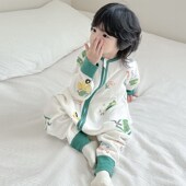 宝宝纯棉纱布睡袋儿童春夏秋薄款 婴儿防踢被男童空调房睡衣女 长袖