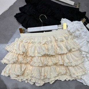 春田花园芭蕾风小个子少女感百搭蛋糕裙立体压皱蓬蓬裙南瓜裤褶皱