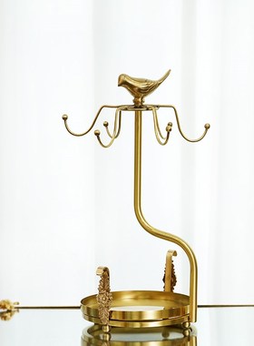 费灵家居轻奢黄铜杯碟收纳架 家用客厅餐桌置物架餐边柜摆件装饰