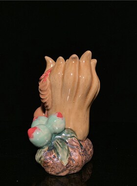 石湾公仔陶瓷佛手小花瓶创意家居客厅电视柜饰品摆件植物工艺礼品