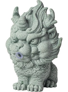 新中式瑞兽招财麒麟流水配件古法养鱼缸上水循环摆件创意龙龟造景