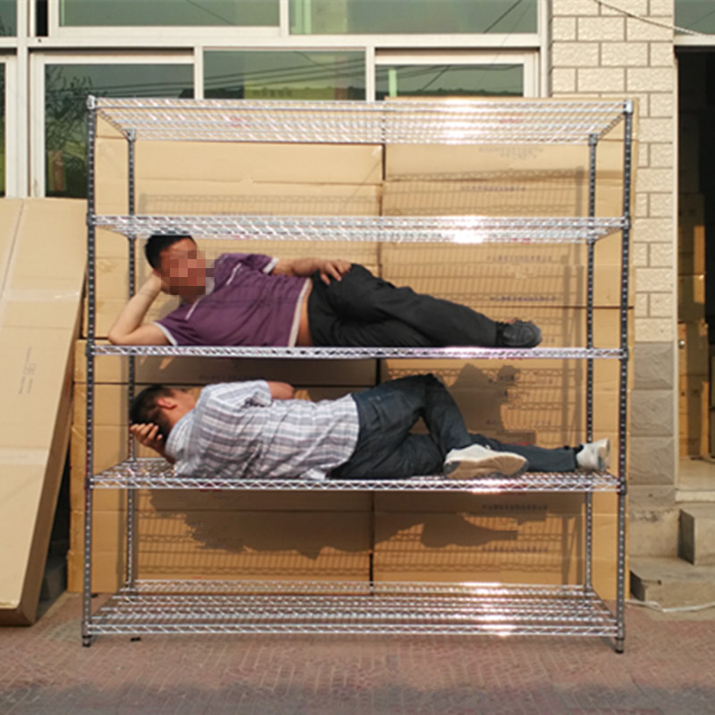 不锈钢色置物架厨房储物架五层落地收纳架子金属整理架杂物架包邮