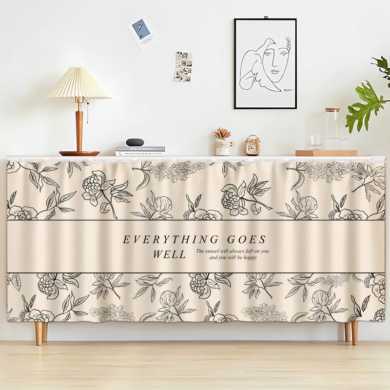 柜子遮挡帘厨房橱柜杂物遮丑防尘拉帘免打孔门帘鞋架滑轨式布帘子