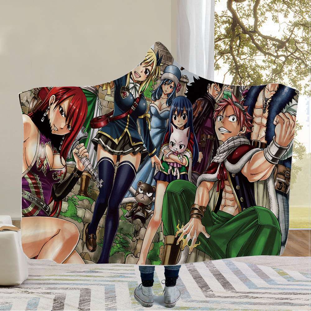 动漫合集儿童成人保暖连帽毛毯斗篷加厚双层保暖懒人沙发帽毯子