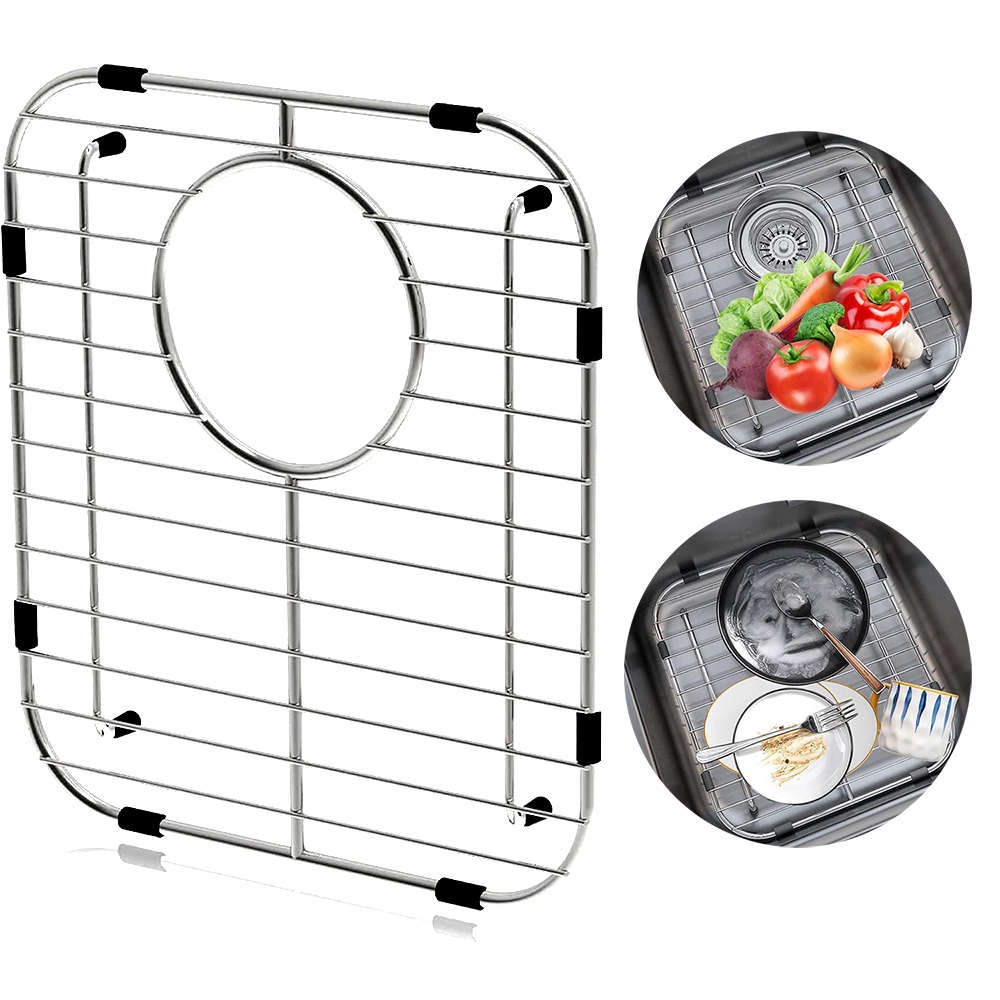 通用厨房双洗碗盆底部304不锈钢沥水网格免安装洗碗碟水槽置物架