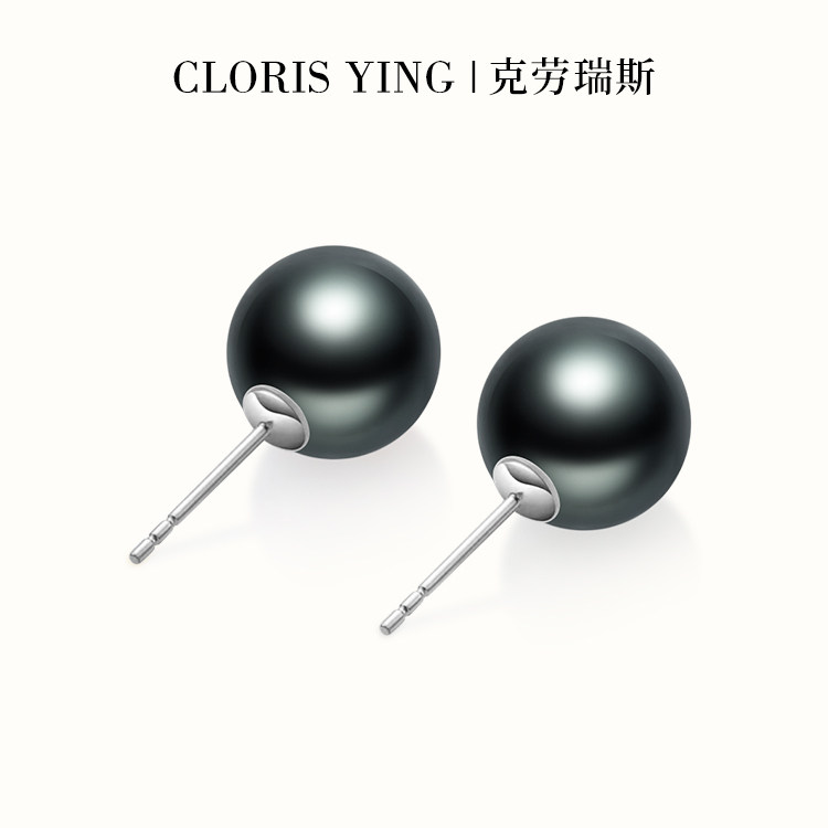 CLORIS  YING天然大溪地黑珍珠素耳钉正圆强光高级感S925银耳饰,珠宝/钻石/翡翠,耳饰,淘宝优惠券,粉丝福利购,淘宝优惠卷