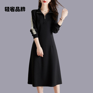 卫衣裙 朗姿约定运动长袖 连衣裙女秋季 2025新款 胖mm收腰显瘦中长款