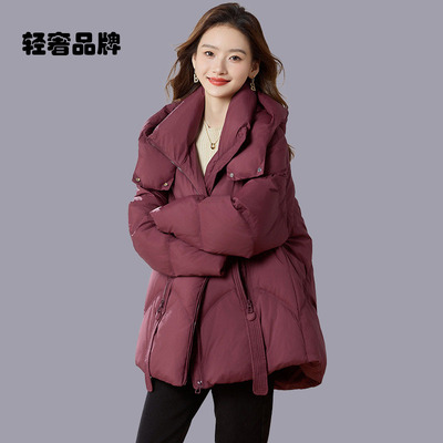 朗姿约定鹅绒羽绒服中长款女款冬季新款2025小个子加厚外套