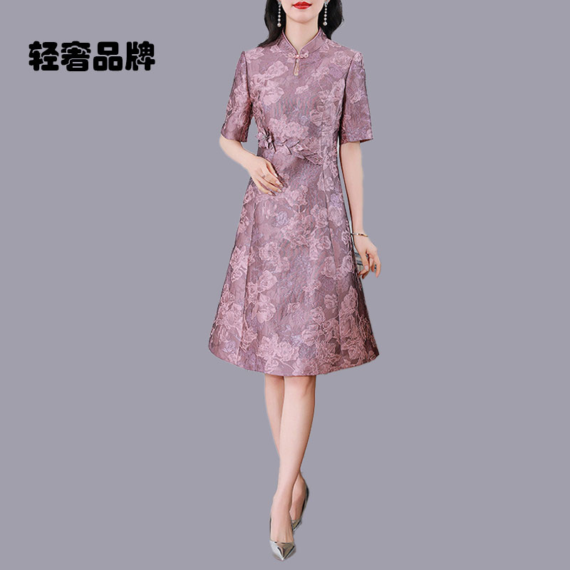 朗姿约定喜妈妈婚宴礼服高端轻奢法式高级感名媛连衣裙修身显瘦