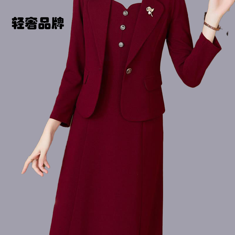 朗姿约定两件套装连衣裙喜婆婆婚宴装女2025秋装新款高级感礼服裙