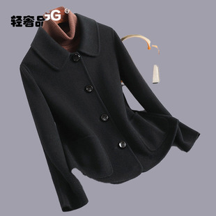 朗姿约定双面呢大衣女2026春秋高端小个子短款零羊绒全羊毛呢外套