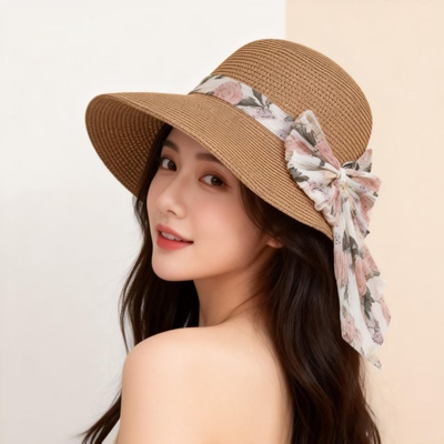 大帽檐草帽女士2026春夏季海边遮阳沙滩度假户外防晒遮阳渔夫帽子