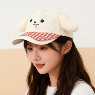 2026新款可爱小海豹棒球帽子女卡通小狗鸭舌帽百搭甜美大头显脸小
