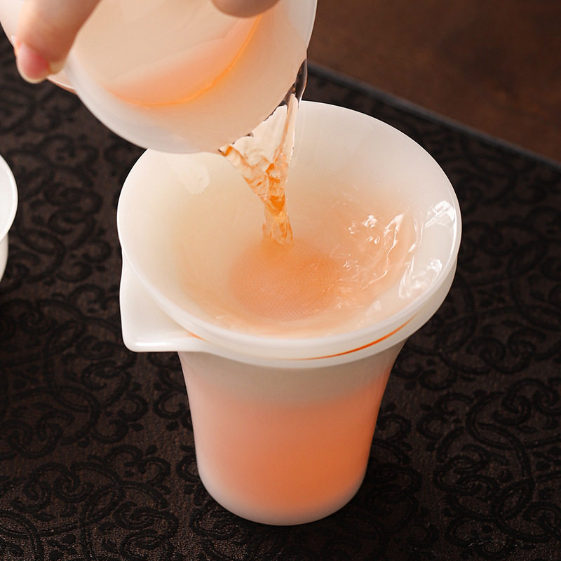 璞玉白瓷公道杯陶瓷茶具家用茶杯茶漏茶海分茶器茶道配件2025新款图片