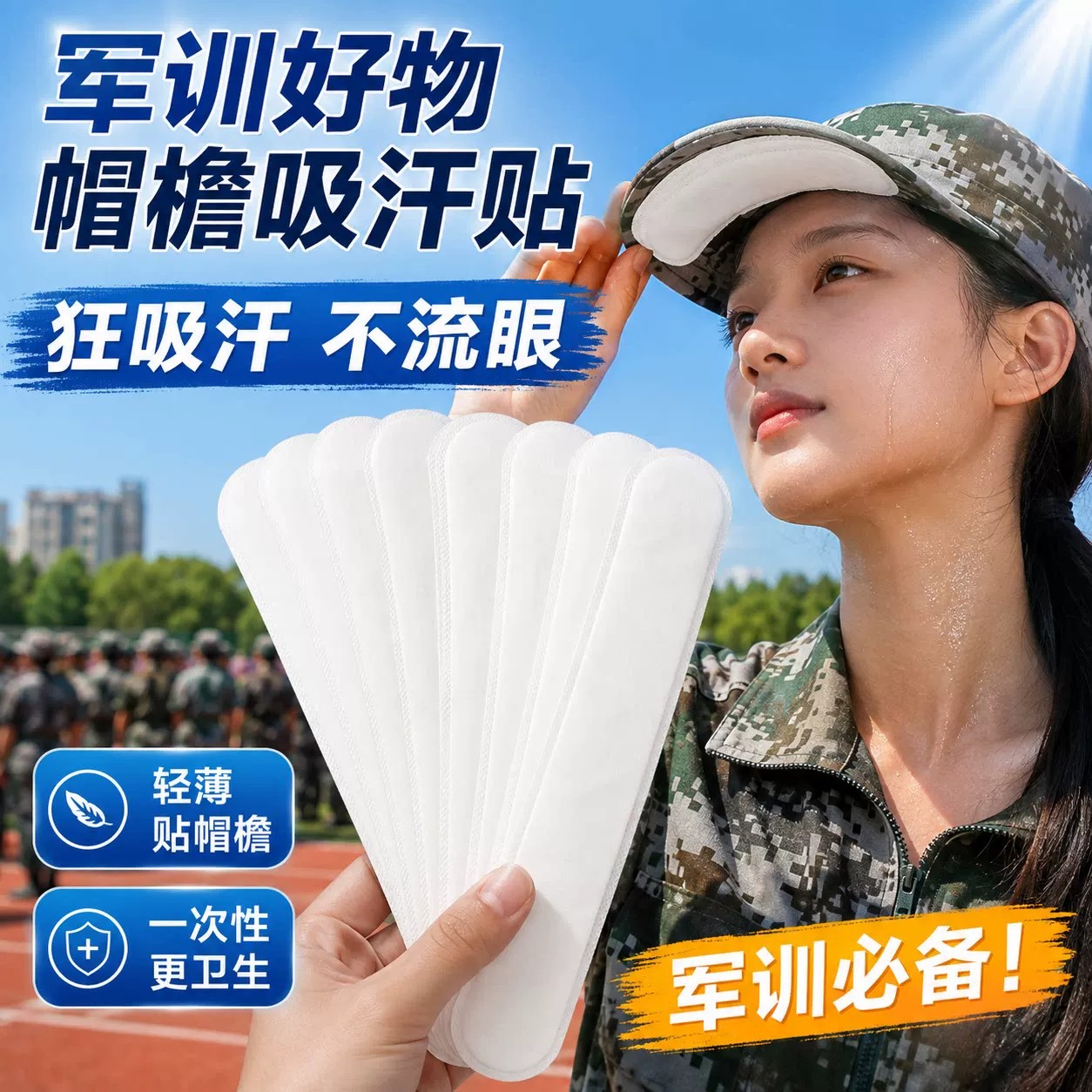 军训一次性帽檐吸汗防脏贴