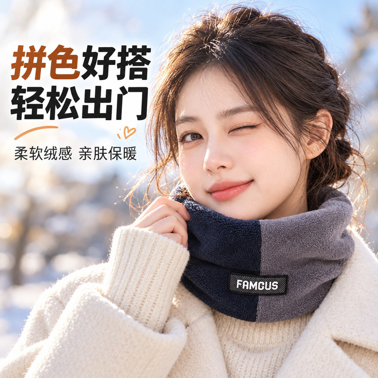 冬季加绒防风保暖骑行围脖