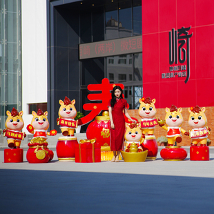 户外生肖马年卡通雕塑景区商场美陈元 饰大摆件 旦玻璃钢发光迎宾装