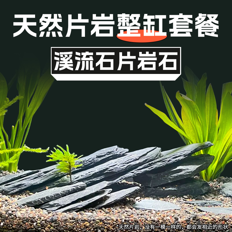 原生态溪流片岩石整缸造景