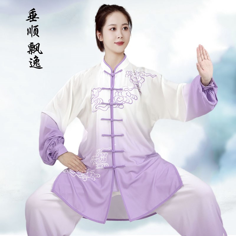 现货速发新款太极拳服士比赛飘逸太极服紫色武术表演男士中国风练