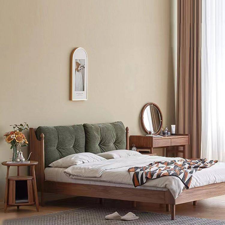 北欧复古黑胡桃木实木软包靠背床简约复古双人床1.8米主卧家具,电子元器件市场,电线扎带/束线带,淘宝优惠券,粉丝福利购,淘宝优惠卷