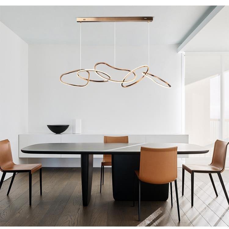 现代创意设计师服装店不锈钢环形灯轻奢餐厅吊灯北欧简约商场吧台