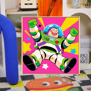 玩具总动员巴斯光年数字油画diy填充填色手工绘卡通丙烯画装饰画
