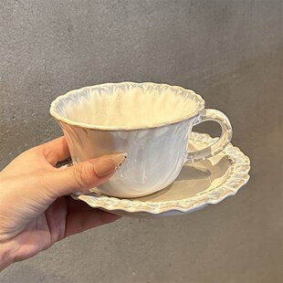 烟蓝系列餐具创意花边浮雕咖啡杯碟 令人心动 娘家自留款