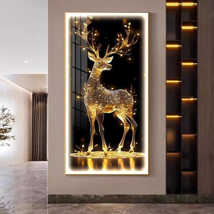 壁灯入户玄关高端装饰画寓意好的鹿发光LED客厅挂画尽头走廊灯画