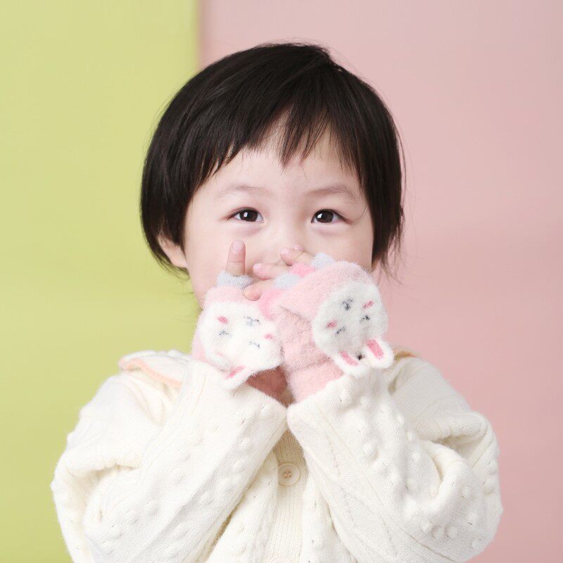 宝宝手套冬天 儿童秋冬季薄款小孩男童女童幼儿半指手套1-2-3-4岁