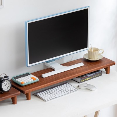 台式电脑增高架实木可定制电视机底座垫高办公室桌面收纳置物架子