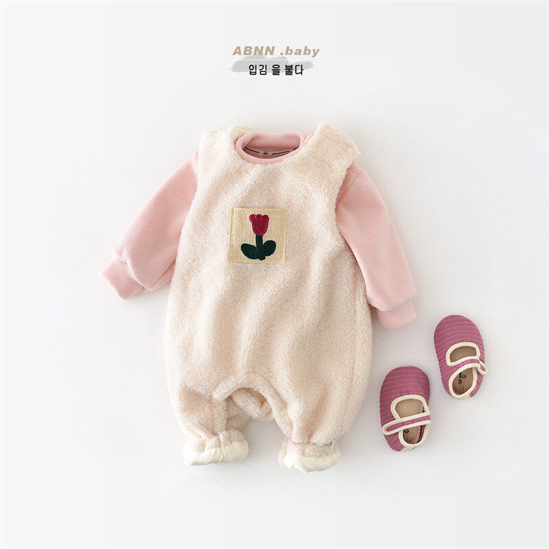 婴儿衣服女宝宝秋冬装连体超萌洋气冬季加绒外出两件套装冬天一岁