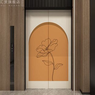 磁吸电梯门贴纸加厚创意简约入户门装饰轻奢定制免胶贴画玻璃门贴