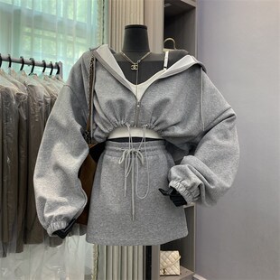 2024春季新款卫衣外套套装洋气时尚休闲半身短裙子小个子两件套女