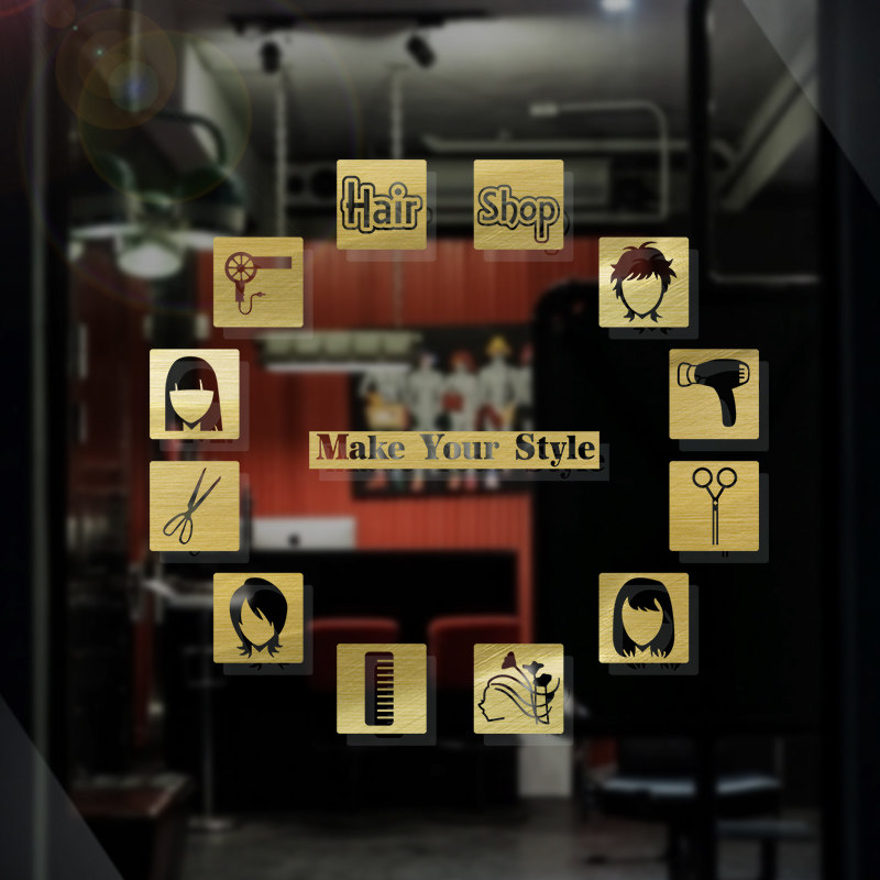 创意美发标识贴理发店铺个性橱窗玻璃门墙贴纸发廊装饰品自粘贴画,家居饰品,软装墙贴,淘宝优惠券,粉丝福利购,淘宝优惠卷