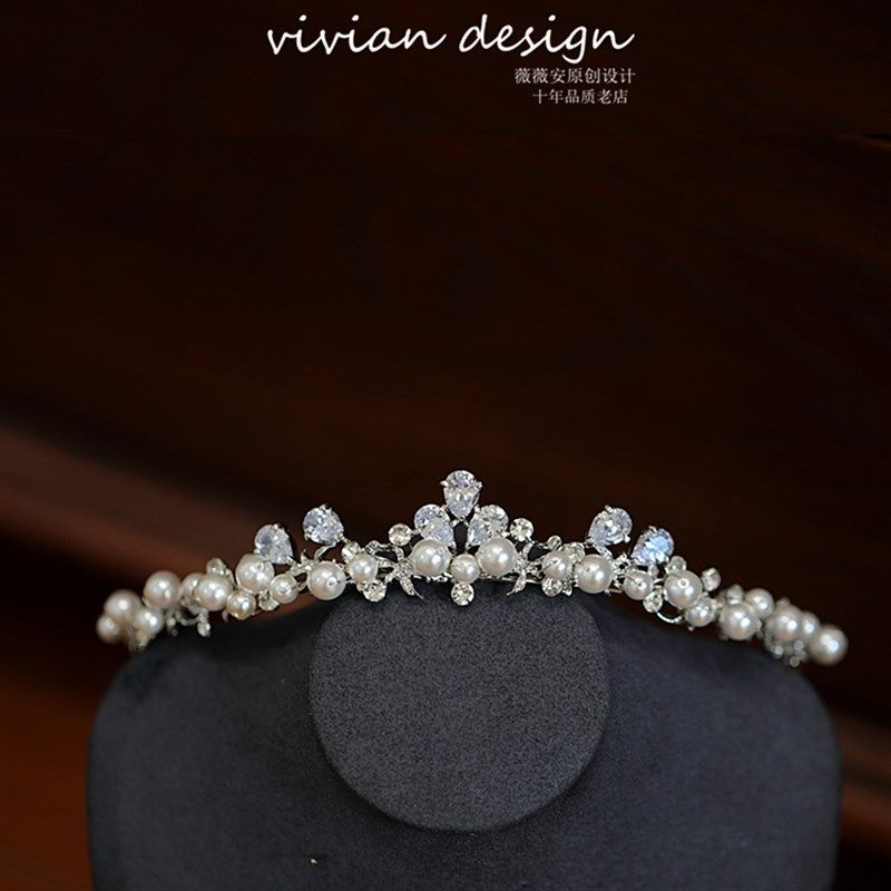 可爱是终极奥义!闪钻珍珠发箍发冠儿童表演宴会生日头饰新娘发饰