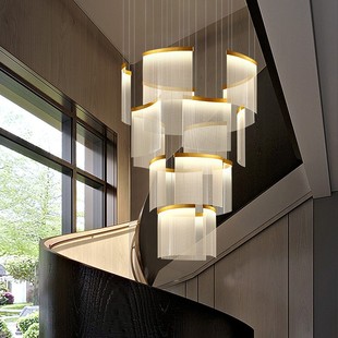 别墅复式楼大吊灯客厅吊灯loft公寓挑高挑空设计师楼中楼梯灯吊灯
