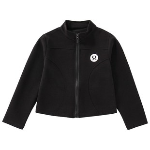 女童卫衣外套春秋季2024新款黑白色儿童洋气休闲女孩长袖短款上衣