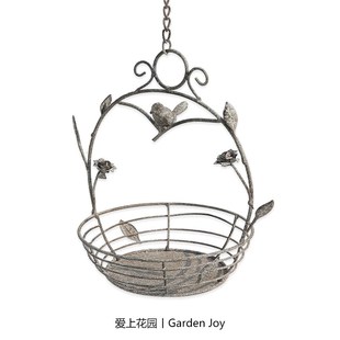 铅色挂钩花枝鸟笼 爱上花园 园艺杂货 铁艺做旧铁皮庭院装 饰