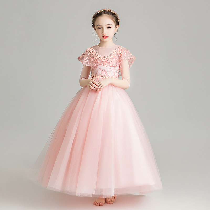 女童公主裙小女孩花童婴儿婚纱蓬蓬纱儿童晚礼服主持人演出服洋气