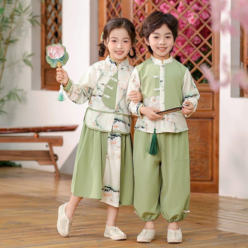 儿童汉服古装男童中国风春装女童新中式春秋套装幼儿园宝宝演出服,童装/婴儿装/亲子装,汉服,淘宝优惠券,粉丝福利购,淘宝优惠卷