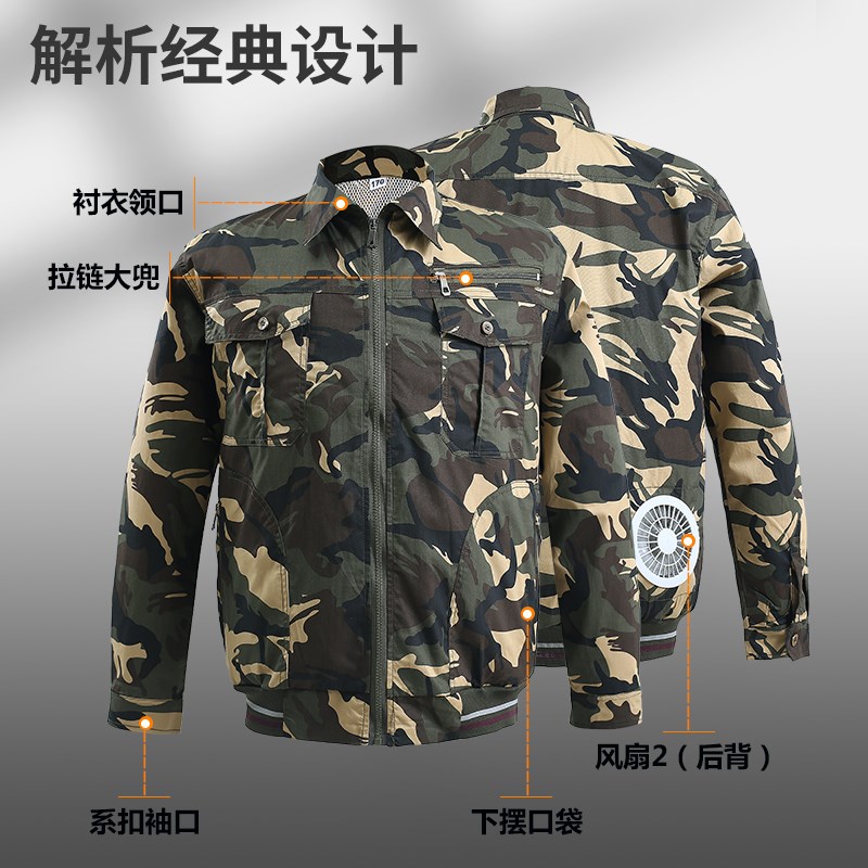 带四个风扇的衣服降温制冷空调服工地工作服夏季防暑男薄款
