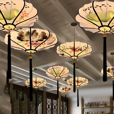新中式灯笼吊灯中国风仿古灯具创意艺术禅意饭店火锅店餐厅灯吊灯
